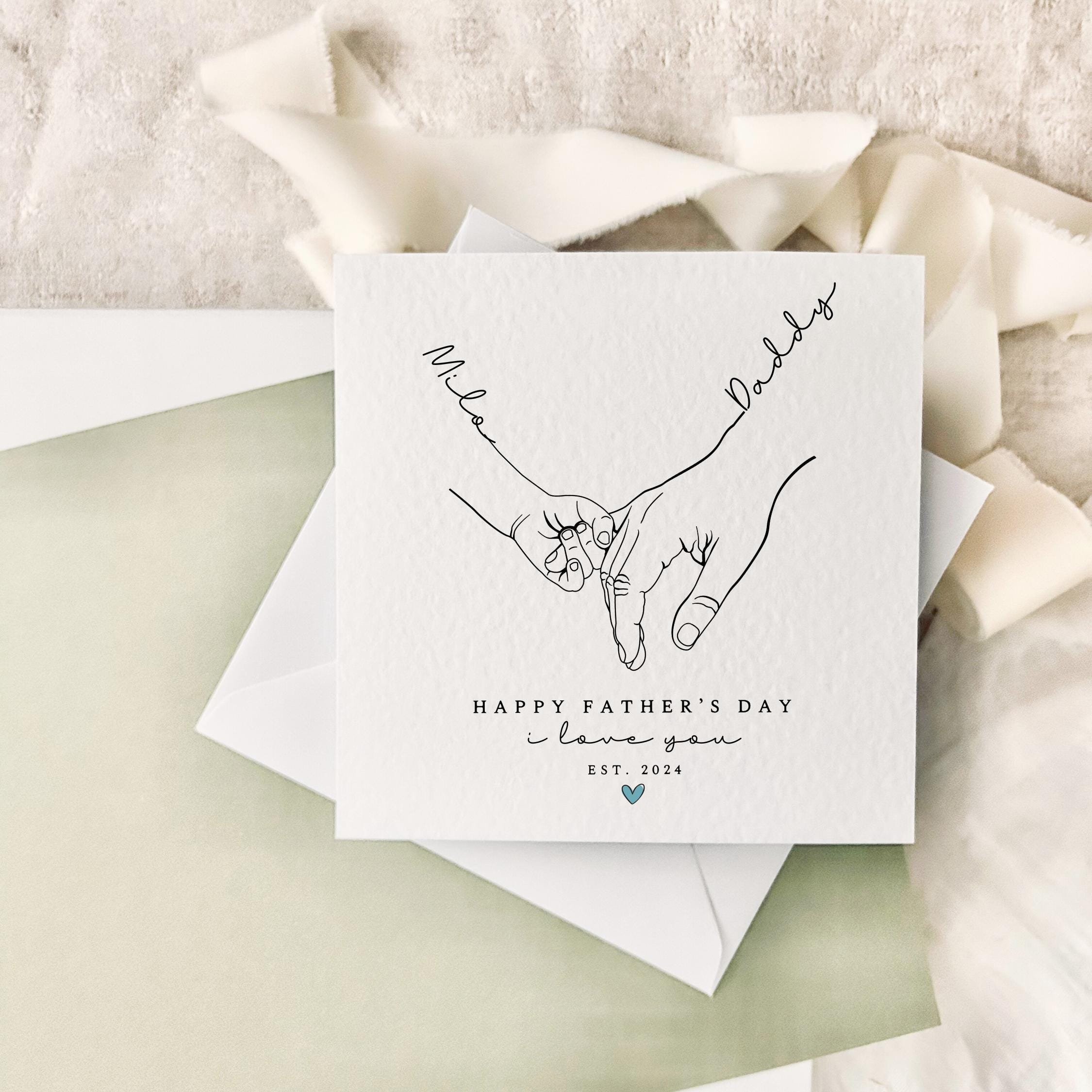 Personalisierte Handdruck-Vatertagskarte | Grußkarte für Papa, Geschenk für Opa, Jemand wie Papa Geschenk, Erinnerungsgeschenk zum 1. Vatertag