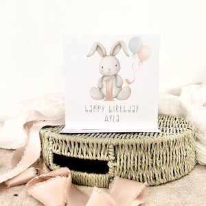 Carte d'anniversaire mignonne de lapin | Carte anniversaire unique, carte de voeux personnalisée pour enfant, carte souvenir d'enfant personnalisée | Fait main