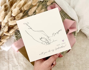 Personalised Godmother Proposal Card - Hand & Name Keepsake for Godparent Guardian Guideparent - with Custom Options