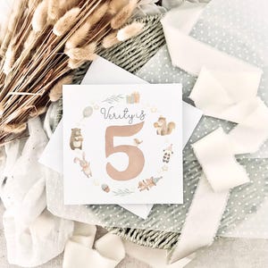 Carte personnalisée pour 5e anniversaire | Joli cadeau d'anniversaire de cinquième anniversaire pour fille, carte d'anniversaire pour garçon de cinq ans, anniversaire pour enfants