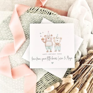 Tarjeta de cumpleaños para mamá / Recuerdo personalizado de osito para el cumpleaños de mamá, linda tarjeta para mamá, regalo de cumpleaños para mamá, abuela, tía de los niños