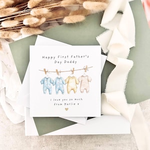 Biglietto personalizzato per la prima festa del papà / Regalo per la festa del papà per papà da neonato, regalo speciale per lui, biglietti carini per la festa del papà per papà