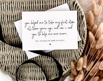 Walk Me Down Aisle Proposal Postcard - Give Me Away Keepsake Card - Custom Options | First Steps