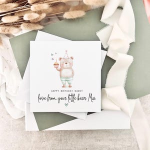 Tarjeta de cumpleaños para papá/ositos, tarjeta personalizada de niños, regalo para él, tarjeta de cumpleaños para papá de bebé, tarjeta de cumpleaños para abuelo de nieto