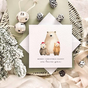 Carte de joyeux Noël à imprimé ours - personnalisée pour papa par enfant, souvenir de Noël de bébé, cadeau de Noël pour grand-père, papa quelqu'un comme