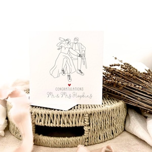 Carte de mariage personnalisée pour couple | Impression de couple sympa, carte de félicitations personnalisée pour M. et Mme, cadeau romantique pour jeunes mariés pour amis