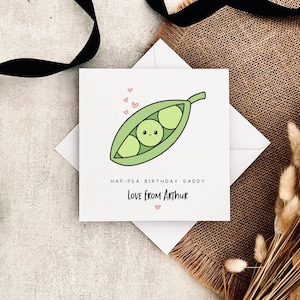 Tarjeta de cumpleaños para papá / Tarjeta de cumpleaños personalizada de Hap-Pea para papá, linda tarjeta de los niños, recuerdo personalizado para papá de los niños, abuelo del bebé