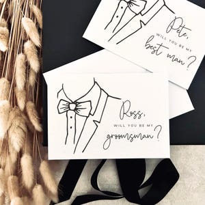 Serez-vous mon garçon d'honneur, cadeau d'hommage pour homme, souvenir d'enterrement de vie de garçon, huissier de mariage | Costume et impression personnalisée du nom d'un ami