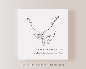 Personalised Hand Print Father's Day Card | Greeting Card for Daddy, 1st Father's Day Keepsake Gift, Gift for Grandad, Someone like Dad Gift