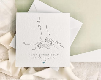 Gepersonaliseerde vaderdagkaart met handafdruk | Speciale kaart voor papa, cadeau voor opa, aandenken 1e vaderdag, iemand zoals papa, 2 kinderen