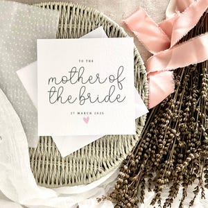 Mutter der Braut-Karte | Personalisierte Hochzeitstag-Grußkarte, elegante Dankes-Karte für die Mutter der Braut, spezielle Andenken-Hochzeitskarte