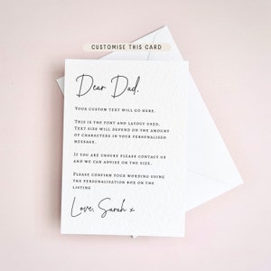 Caro papà, cartolina postale / ricordo di nozze personalizzato per il padre della sposa, richiesta di accompagnarmi all'altare per papà, chiedimi di andare.
