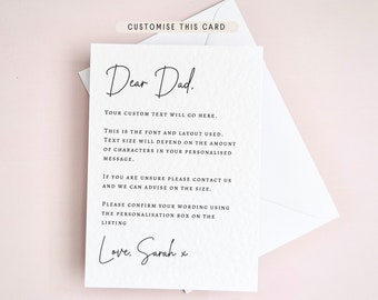 Dear Dad Letter Postcard | Personalised Wedding Keepsake for Father of the Bride, Walk Me Down the Aisle request for Dad, Give me Away Ask