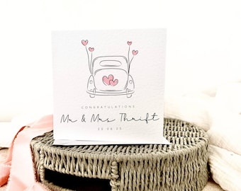 Carte de mariage personnalisée | Cadeau pour le jour du mariage de M. Mme, carte pour un couple pour le mariage, carte de félicitations pour le mariage pour les mariés