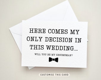 Groomsmen Proposal Gift, Best Man Personalised Postcard, Keepsake Stag Party Wedding Favour, Will you be my Usher Box Card | Only Decision