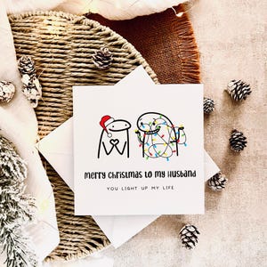 Cartão de Natal para marido/esposa - Cartão de Natal personalizado e divertido para casais, presente fofo para ela, desenho animado para ele, piada de luzes de Natal