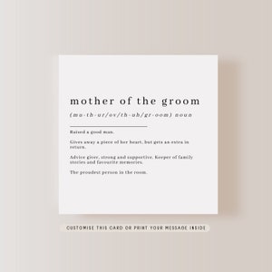 Mother of the Groom Greeting Card | Wedding Card for Mum, Personalised Keepsake Favour for Her, Wedding Letterbox Gift for Mother in Law