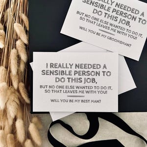 Personne sensée | Cadeau de proposition de garçon d'honneur pour lui, carte personnalisée Serez-vous mon meilleur homme, souvenir drôle de garçon d'honneur, cadeau de mariage Usher