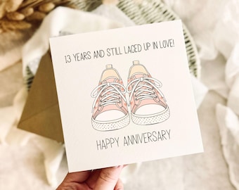 13th Anniversary Card for Partner - Lace Anniversary Milestone Greeting Card - Personalised Options
