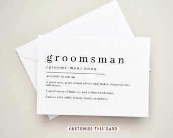 Will you be my Groomsman proposal postcard, Personalised Wedding Keepsake for Him, Thank you Groomsman letterbox Gift | Groomsman Definition