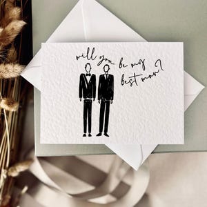 Carte de proposition du meilleur homme | Carte postale personnalisée Soyez mon meilleur homme, carte cadeau souvenir, cadeau de mariage pour une mariée, idée de demander au garçon d'honneur
