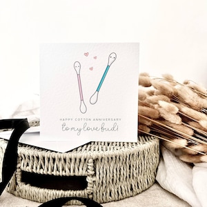 Tarjeta de aniversario de algodón / Feliz segundo aniversario de bodas, tarjeta divertida para esposo, regalo de humor para pareja, regalo de segundo aniversario para esposa