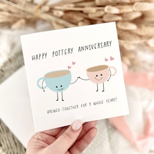 Pottery Anniversary Card | Happy 9 Year Wedding Anniversary for Husband, Fun Humour Gift for Couple, 9th Anniversary Gift for Wife