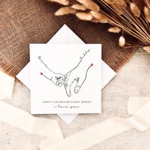 Tarjeta de San Valentín para papá, impresión personalizada de mano y nombre para papá, recuerdo especial del bebé, para los abuelos, lindo regalo de los niños