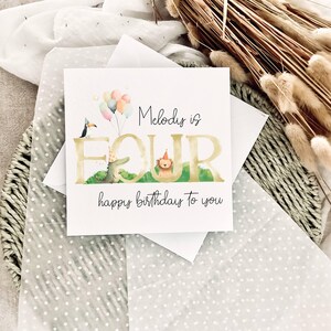 d'anniversaire personnalisée pour enfant de 4 ans | Carte de quatrième anniversaire, cadeau pour fille, cadeau de 4e anniversaire pour garçon, anniversaire souvenir pour enfants