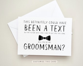 Been a Text | Will you be my Groomsman proposal postcard, Best Man keepsake gift from Groom, Personalised Usher letterbox favour for him