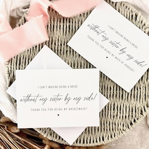 Schwester an meiner Seite | Karte für Brautjungfern Box, personalisierte Trauzeugin Geschenk für Sie, Brautjungfer Vorschlag, Willst du meine Brautjungfer sein
