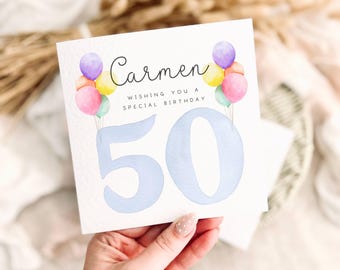 Personalised Birthday Card for Any Age Milestone - Special Keepsake Fun Balloon Birthday Wishes - Celebration Greeting Card for Friend