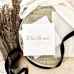 Tarjeta de boda personalizada / Tarjeta de novios personalizada / Felicitaciones de boda de recuerdo / Tarjeta para el Sr. y la Sra. / Regalo de boda único / Demasiado tarde