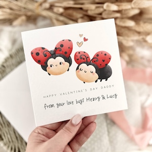 Tarjeta de San Valentín personalizada para papá de parte de sus hijos/Tarjeta con un adorable bicho de amor para su hija o hijo, tarjeta para el primer San Valentín de papá, tarjeta para el abuelo.