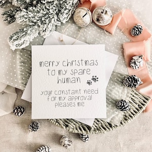 Kerstkaart van de hond | Cadeau voor hondenmoeder, grapkaart voor hondenvader, kerstkaart voor hondenbezitter, grappige extra menselijke wenskaart, dierenliefhebber