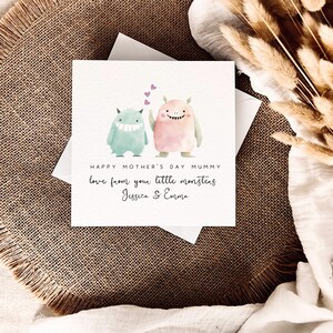 Moederdagkaart | Gepersonaliseerde Little Monsters-kaart voor mama, cadeau voor haar, kaart voor mama, Moederdagcadeau voor oppas, van kinderen baby