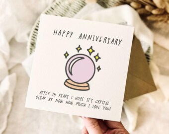 15th Anniversary Card for Partner - Crystal Anniversary Milestone Greeting Card - Personalised Options
