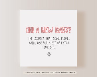 Oh New Baby Greeting Card | Funny gift for colleague, Congratulations New Arrival Card, Baby Shower gift for Friend, Card for New Parent