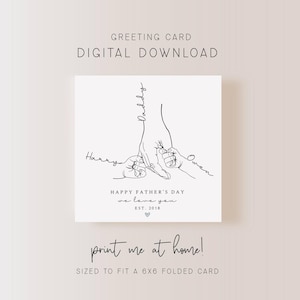 NUMÉRIQUE personnalisée pour la fête des pères | Carte de voeux à télécharger et à imprimer à la maison, carte de fête des pères imprimable, cadeau personnalisé pour papa et enfant