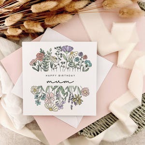 Geburtstagskarte für Mama | Hübscher Blumendruck für Mama, personalisiertes Geburtstagsgeschenk für Sie von Kindern, niedliche Blumendruckkarte von Kindern
