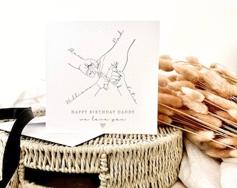 Personalised Name & Hand Card for Dad | Birthday Card for Daddy, Keepsake for Grandad, Card for Him, Birthday Gift from triplets or children