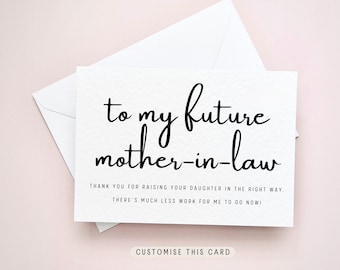 Mother-in-law Thank You Postcard | Mother of the Bride Gift, Mother of the Groom Card, Wedding Day Gift For Mum, Fun Keepsake Gift For Her