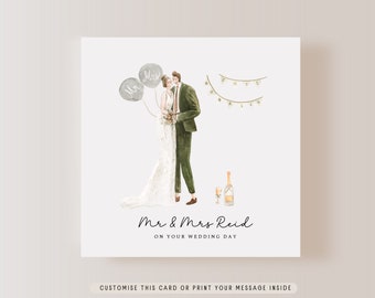 Personalised Wedding Greeting Card | On your Wedding Day, Anniversary Keepsake Card, Congratulations on Engagement Gift, Letterbox Gift