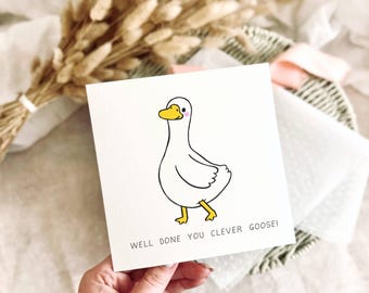 Well Done Greeting Card - Congratulations Goose Print for School Leaver Passed Exams New Driver College University