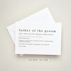 Father of the Groom Postcard Gift, Personalised Keepsake Wedding Favour, Letterbox Thank You Gift for Dad | Father of Groom Definition