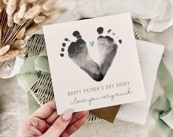 Personalisierte Vatertags-Grußkarte - kundenspezifischer Baby-Fußabdruck-Andenken für Vati, Großvater oder irgendein männliches Verwandtes spezielles spezielles Gedächtnis