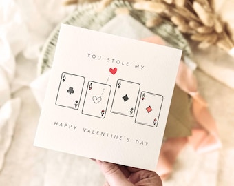 Valentines Day Card for Partner | Stole My Heart Deck Of Cards Print for Couple, Valentine for Girlfriend Boyfriend Husband Wife