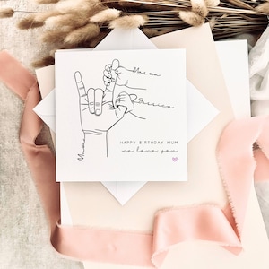 Verjaardagskaart voor moeder | Gepersonaliseerde I Love You-gebarentaal voor mama, schattige kaart voor mama, verjaardagscadeau voor mama, tante tante from Kids