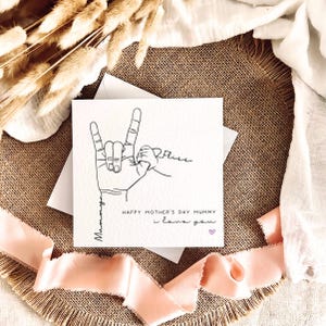 carte personnalisée pour la fête des mères | Langue des signes Je t'aime pour maman, cadeau pour nounou, carte quelqu'un comme maman, cadeau souvenir de la 1ère fête des mères
