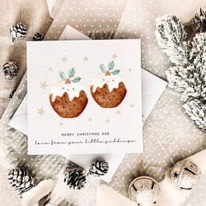 Tarjeta de Navidad personalizada para papá: con amor de Little Puddings, tarjeta de bebé, primera Navidad como papá, tarjeta para el futuro papá, regalo para él